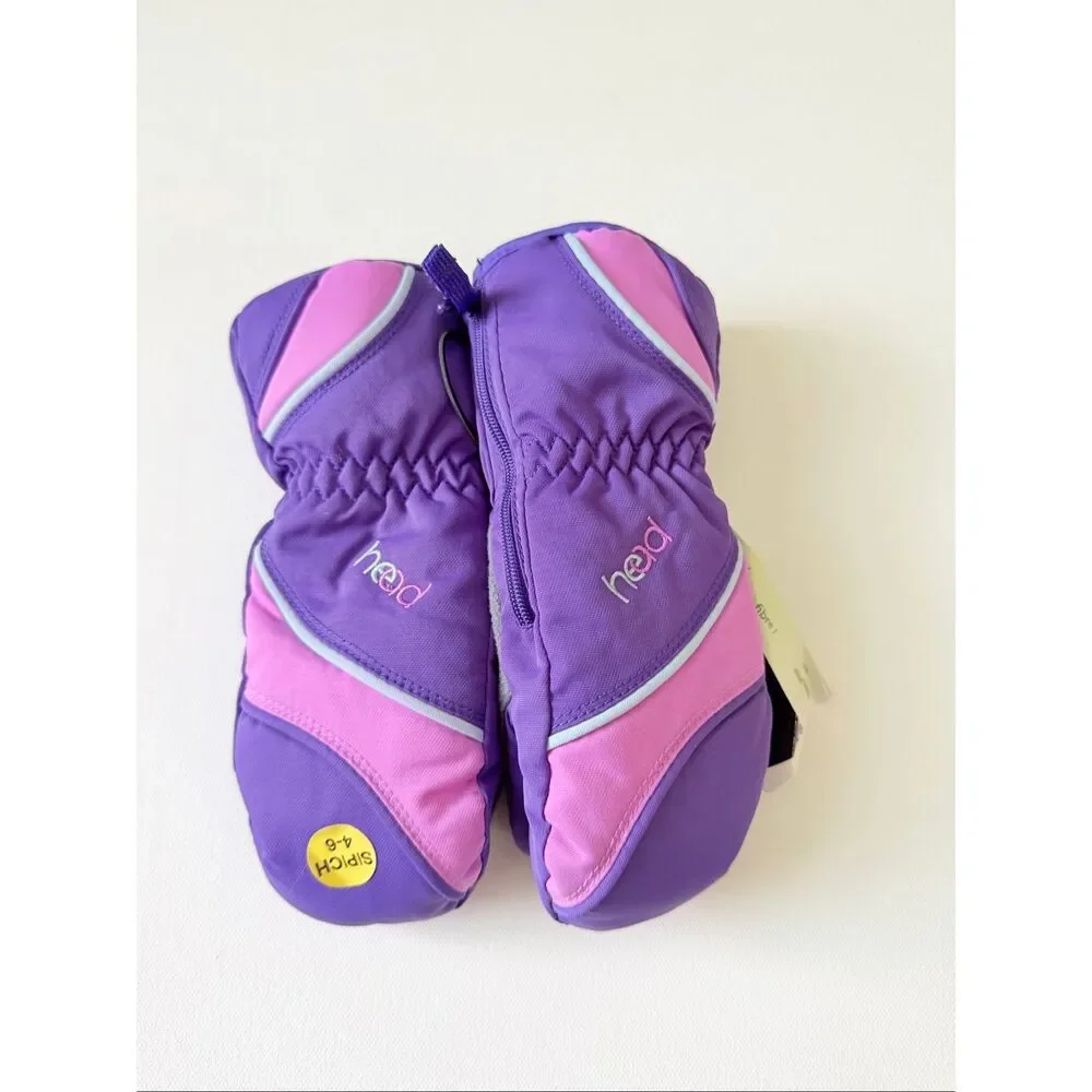 Head Jr. Zippered Side Ski Mittens Purple/Violet/Morado size Small (4-6)